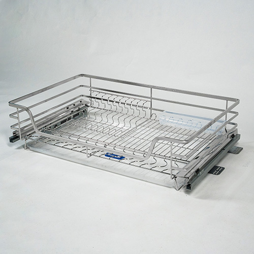 GIÁ ĐỰNG XOONG NỒI-BÁT ĐĨA NAN DẸT INOX 304, RAY ÂM GIẢM CHẤN