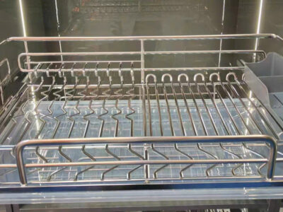 GIÁ ĐỰNG XOONG NỒI-BÁT ĐĨA NAN OVAL INOX 304 - RAY GIẢM CHẤN